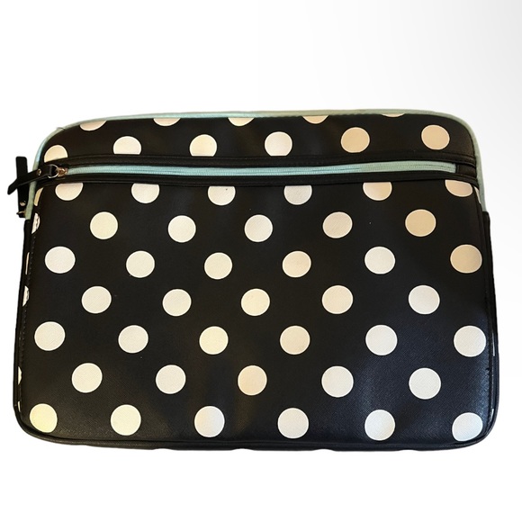 Studio C Black White Polka Dot Padded Laptop Tablet Sleeve Case Exterior Pocket - Picture 6 of 6